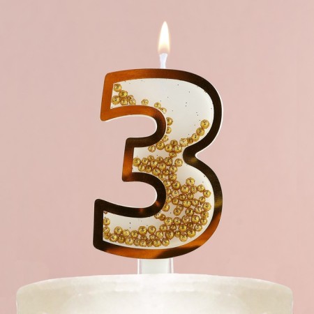 A candle for a cake, a figure with a shaker "3", 9.6 x 4.7 cm.-6