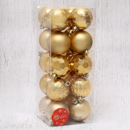 Set of balls plastic D-6 cm, 20 pcs "Virzhini Assorted" gold-1