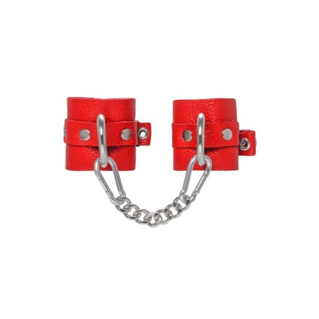 Handcuffs Pecado BDSM, soft with grirts, genuine leather, red-1