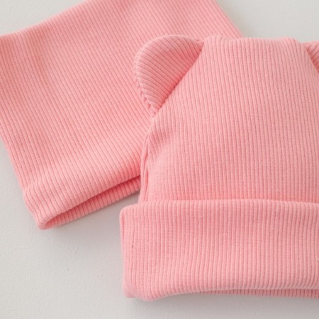 Kinderlitto Piccolino Kinderlitto kit, 2 items: hat, snood, age 0-3 months, color coral-1