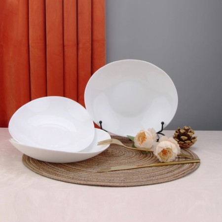 Dining plate Arya Home Ellipse, 6 pcs, d = 23 cm, white color-1