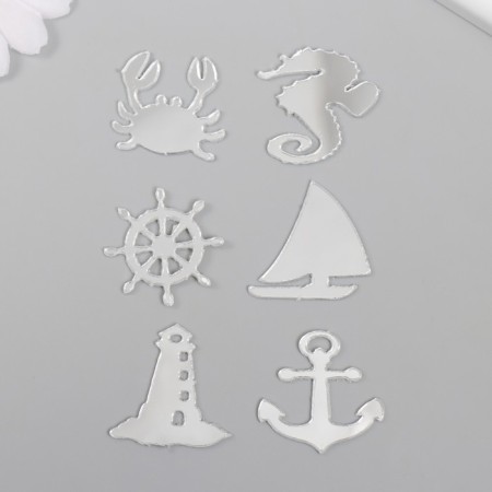 Decor for creativity plastic mirror "sea theme" set 6 pcs