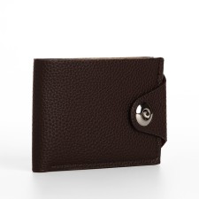 Male purse for magnet, department for bills, cards, coins, brown color