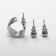 Set of earrings and cafs 4 pcs "Tenderness" composition, color silver