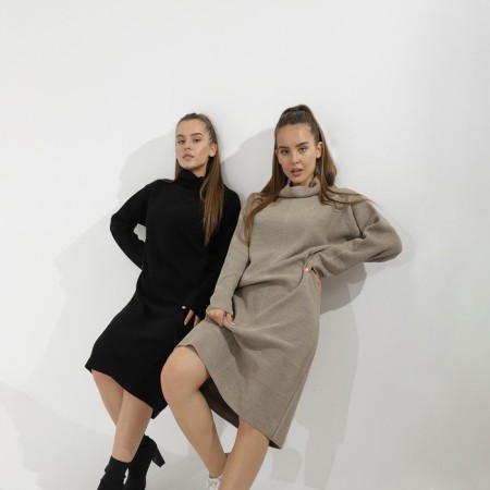 Knitted dress SL, with a pattern, 42-44, black-4
