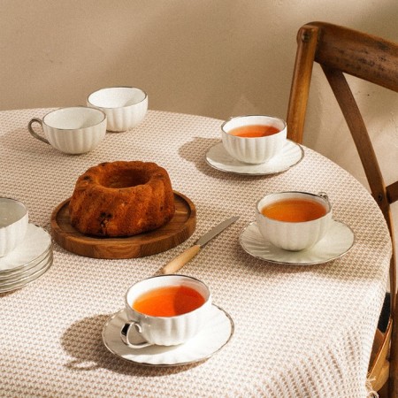 Tea service SL Home "Garda", 12 items: 6 cups 200 ml, 6 saucer d = 15 cm, white color-4