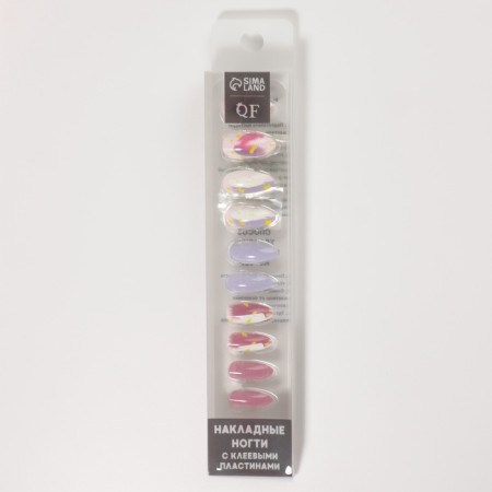 Follow nails "Spots", 12 pcs, with adhesive plates, forms of almonds, multi -colored-3