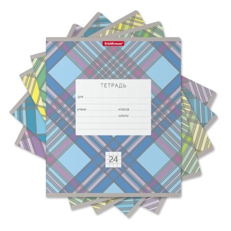 Notebook 24 sheets in the Erichkrause Optima Check, cover coated cardboard, offset block, whiteness 100% whiteness, mix-1