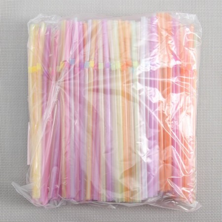 Disposable tubes for drinks of the share, 21 cm, d = 5 mm, 250 pcs, neon, with corrugation, color mix-3