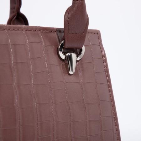 Women's bag El Masta with a zipper, outer pocket, long belt, coffee-5