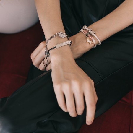 Bracelets "Demetrons" hearts with patterns, color silver, 19.5 cm-3