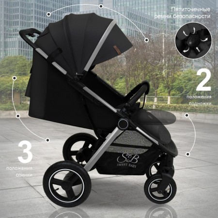 Walking stroller Sweet Baby Compatto, Silver Black color-3