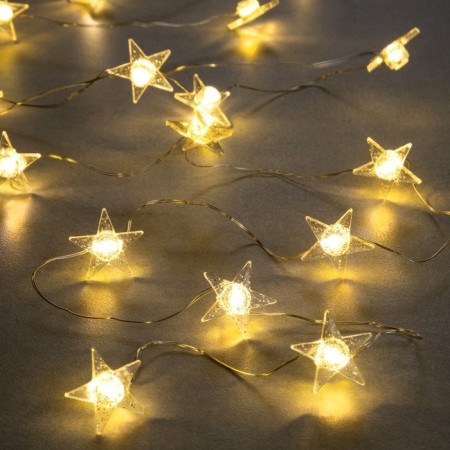 Garland “thread” 2 m dews with nozzles “snow star”, ip20, silver thread, 20 LED, glow warm white, 2 modes, AAX2