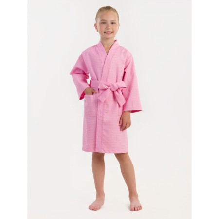 Waffle children's robe "kimono", size 40, pink color-1