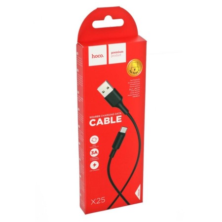 Hoco X25, Type -C cable - USB, 3 A, 1 m, PVC braid, black-4