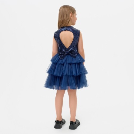 Dress for a girl with sequins KAFTAN, size 36 (134-140), blue color-2