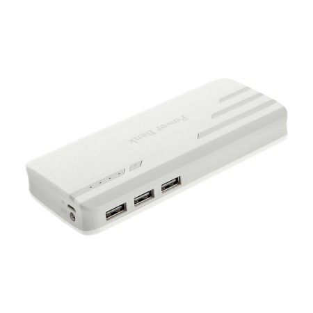 Luazon PB-25 external battery, 10,000 mAh, 3 USB, 1 A, indicator, flashlight, gray-white-2