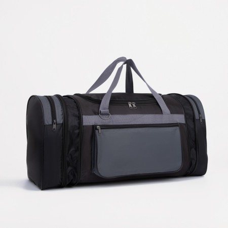 Board Road on a zipper, with an increase, 3 outer pockets, a long belt, black/gray color-2