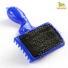 Brush - three -row pudder with drops, base 84 x 58 mm, blue