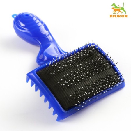 Brush - three -row pudder with drops, base 84 x 58 mm, blue