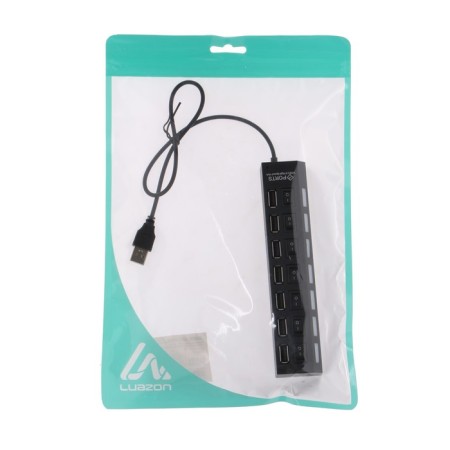 USB Luazon USB, 7 ports with switches, USB 2.0, black-4