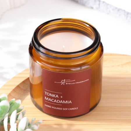 Aromatic candle in the bank "Tonka Macadamia", soy wax, 90 g, thin and macadamia-1