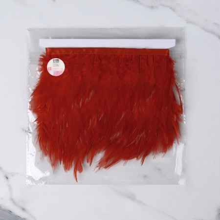 Braid with feathers of a rooster, 10-15 cm, 5 ± 0.5 m, red color-5