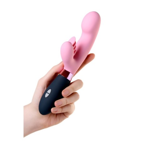 Massager 3 in 1 Eromantica Ornella, pink color, silicone, 21.5 cm-5