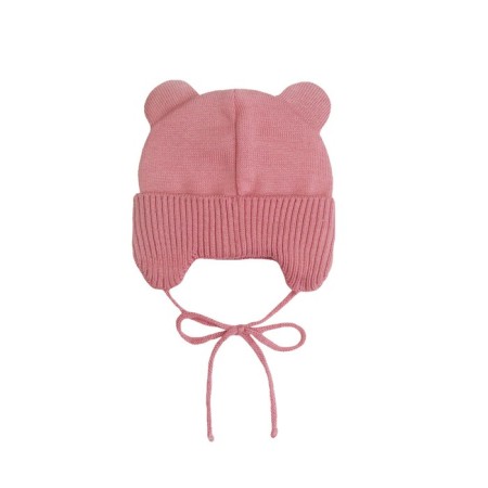 A cap on ties with ears children's amababy pure love Bear, with a lining, size 44-46 cm, pink color-6
