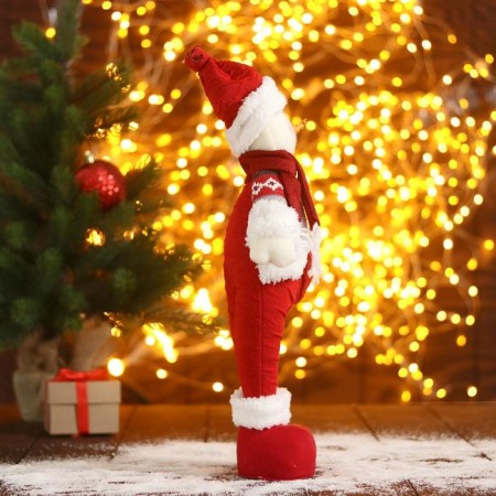Soft toy "Snowman-Pussat" 12x40 cm, white-red-3