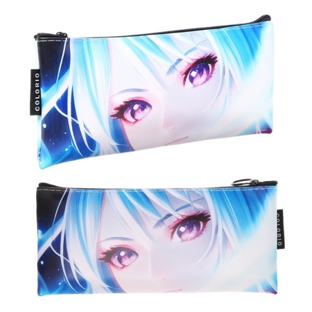 Penal soft 1 department, 90x200, flat, artificial leather, for girls, lilac, color "Anime Eyes"