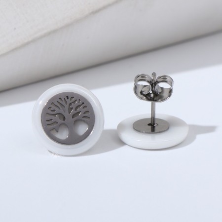 Caramics "Tree of Life" Color White in silver-1