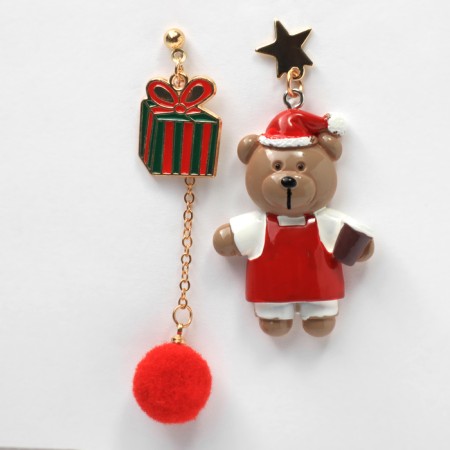 New Year! Earrings "New Year" bear, colored in gold-1