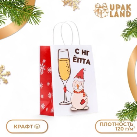 New Year. Package Paper Gift New Year craft, "C NG, EPTA", 27 x 21 x 11 cm.