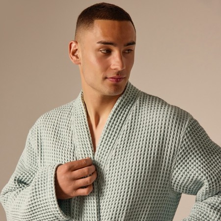 Wafel dressing gown Male SL Home: Boho "Azzura", size S, 100% cotton, 280 g/m2-2