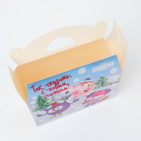 New Year. Gift box New Year's Baul "Smeshariki" License 22 x 9 x 22 cm (+5.6 cm).-3