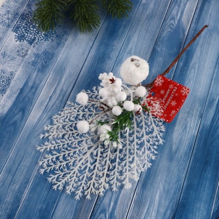 Decor "Winter charm" apple berries lace in white, 22 cm-4