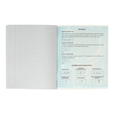 Subject note Calligrata "3D", 48 sheets in a cell of physics, with reference material, covered cardboard, block No. 2, whiteness 75% (gray sheets)-3