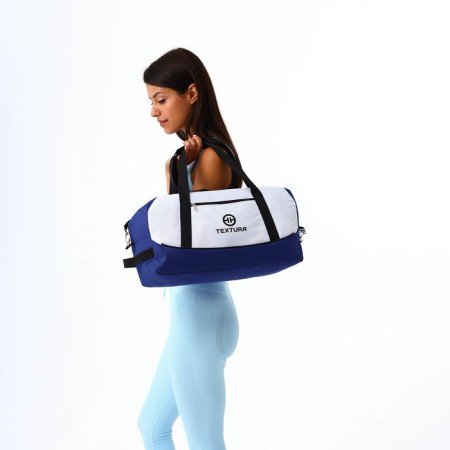 Sports bag, textura, average size, blue/white color-1