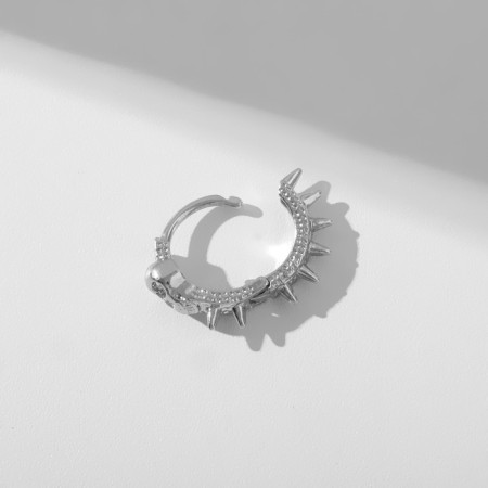 Piercing in the ear "Spikes and skull", d = 10 mm, silver color-1