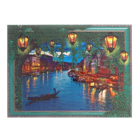 Diamond mosaic with partial filling and uniform rhinestones on the sunset frame, 30 x 40 cm-1