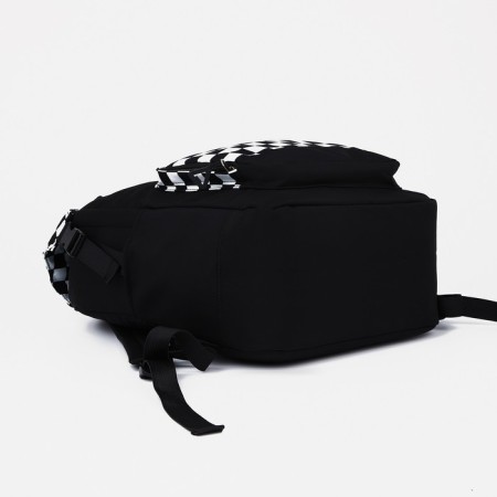 School backpack from textiles, 5 pockets, black color-4