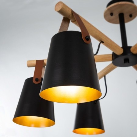 Ceiling chandelier Arte Lamp Thomas A7032PL-6BK, E27, 6x60 W, 66x66x41 cm, black, beige-2