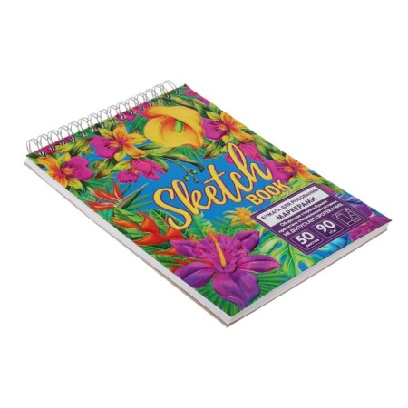 Calligrata sketchbook for working markers A5, 50 sheets, "jungle", metallized cardboard with a volumetric pattern, block 90 g/m2-1