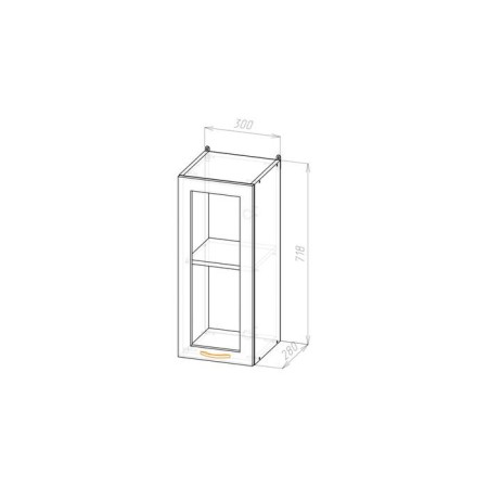 Larisa hinged cabinet 300x300x720 with white window/latte-1