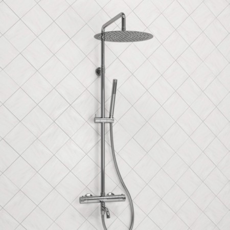 The shower system Wasserkraft A188.16.137.087.ch Thermo, tropical shower, thermostat, chrome-1