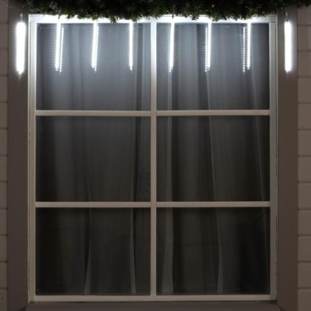 Garland "icicles" 2.5 × 0.3 m, IP65, transparent thread, 192 LED, white glow with a drain effect, 12 V effect-2