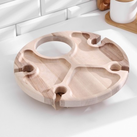 Table - tray with a menage and folding legs d = 30x2.8 cm, birch-2