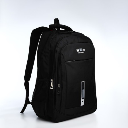 Youth backpack from textiles, 2 lightning departments, 4 pockets, black/gray color-2