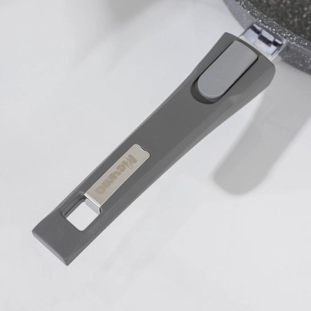 Granite pan, d = 28 cm, removable handle, anti -stick coating, removable handle, glass cover, color gray color-3